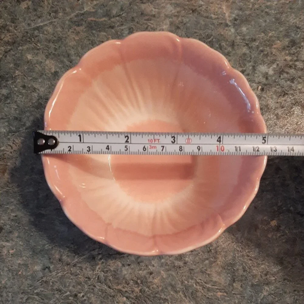 Pier 1 Pink Bowl Earthenware Flower Petals Audrey